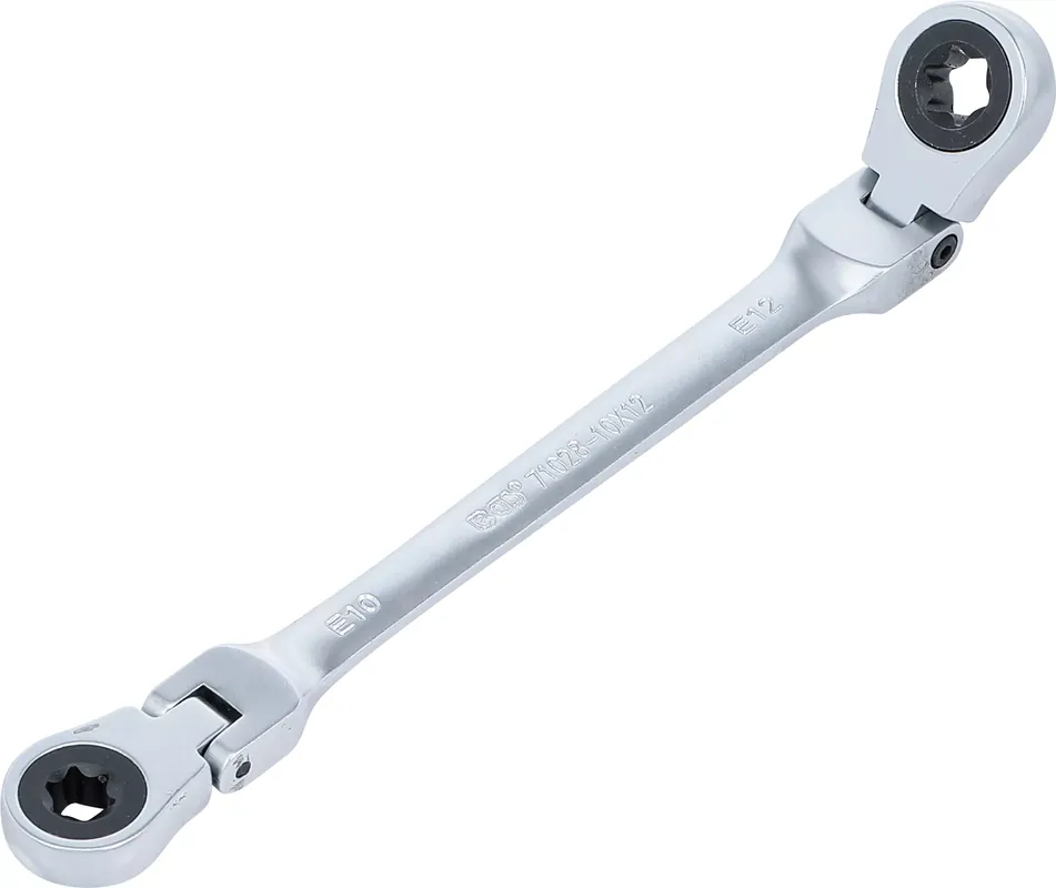 Expressversand BGS Doppel-Ratschen-Ringschlüssel E10 x E12 abwinkelbar mit E-Profil Ringköpfen