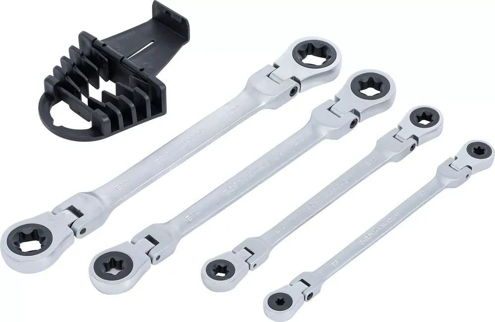 Preis Gesenkt BGS Doppel-Ratschen-Ringschlüssel-Satz abwinkelbar mit E-Profil Ringköpfen SW E6–E24 4-tlg.