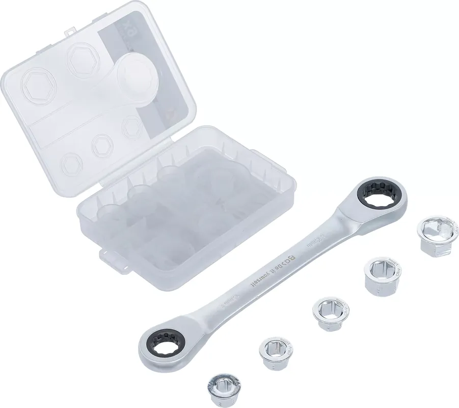Ratschen-Ringschlüssel mit Adaptersatz SW 8 - 19 mm 6-tlg. Sonderangebot