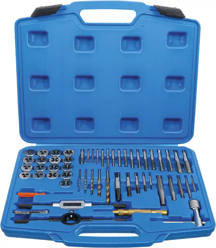 Gewindeschneid-Satz Zoll 1/4" - 1/2" 56-tlg. Geprüft