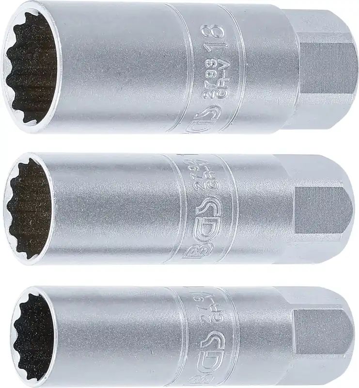 BGS Zündkerzen-Einsatz-Satz Zwölfkant 3-tlg. Antrieb Innenvierkant 10 mm (3/8 Zoll) Mega-Angebot
