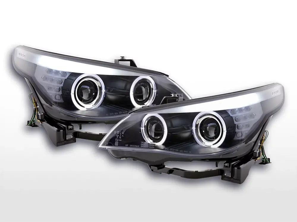 Scheinwerfer Set Xenon Angel Eyes LED passend für BMW 5er E60/E61 03–04 schwarz Preiswert