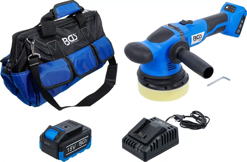 Akku-Exzenter-Poliermaschinen-Satz bürstenlos 18V mit Akku und Schnell-Ladegerät Knallerangebot
