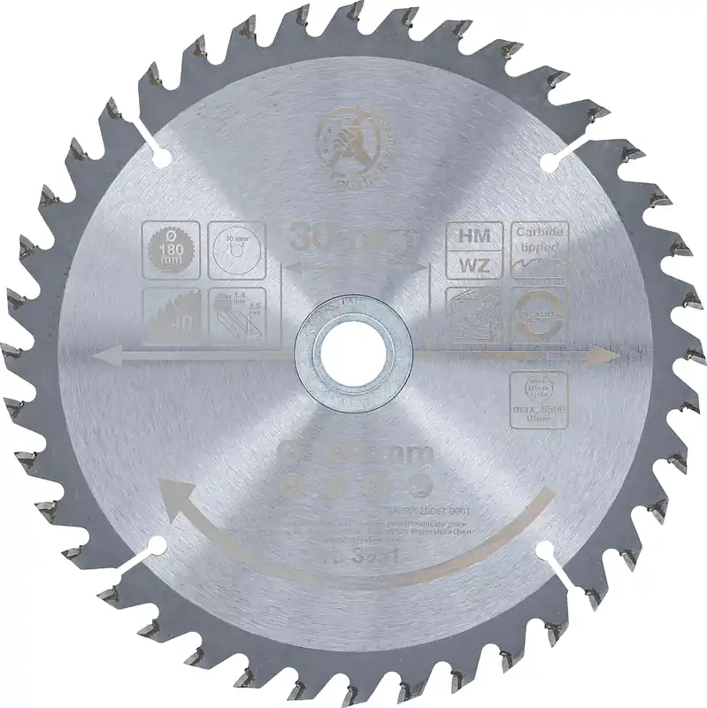 Garantierte Lieferung Hartmetall-Kreissägeblatt Ø 180 x 30 mm mit 40 Zähnen