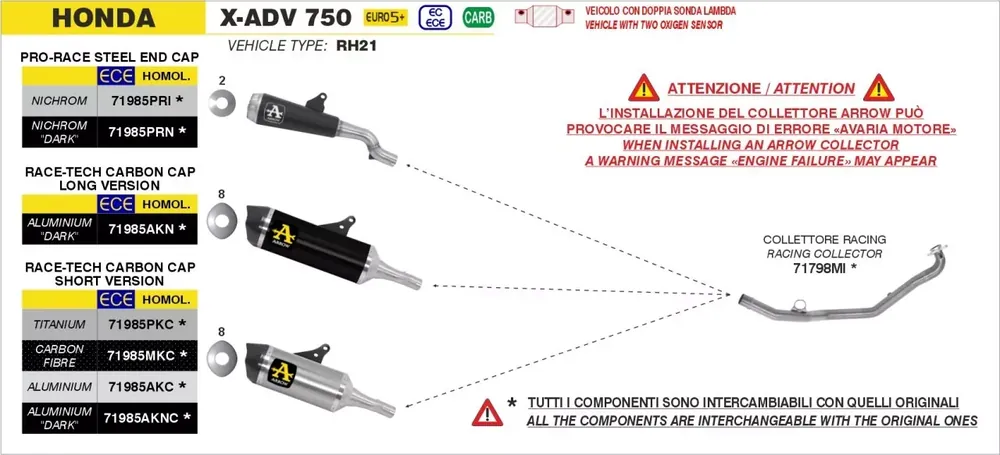ARROW Pro-Race Edelstahl Endschalldämpfer passend für Honda X-ADV 750 2025 Online Kaufen