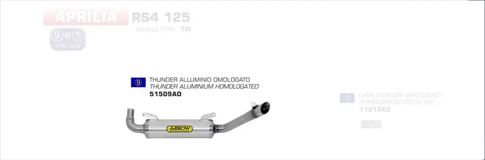 Online Kaufen Arrow Thunder Aluminium Endschalldämpfer passend für Aprilia RS4 125 (2011–2016)
