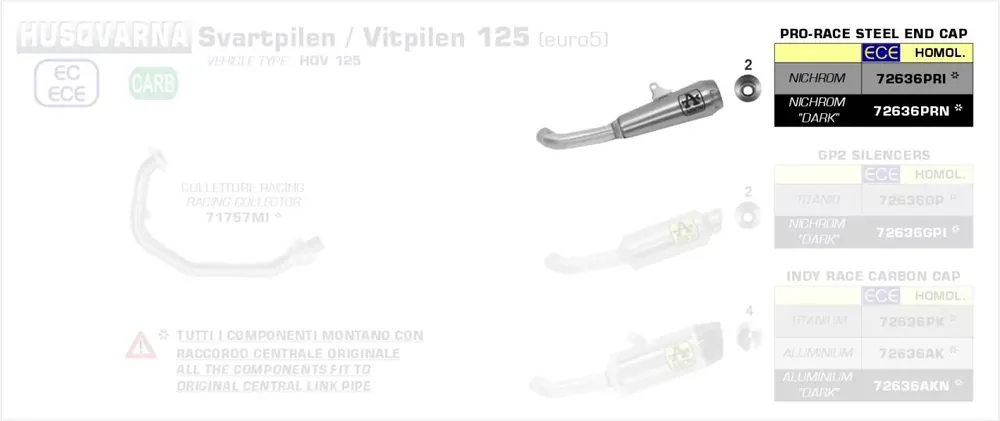 Highlight Arrow Pro-Race Endschalldämpfer Edelstahl Schwarz passend für Husqvarna Svartpilen/Vitpilen 125