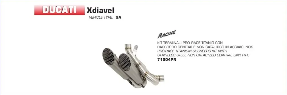 Arrow Pro-Race Titan Endschalldämpfer Kit passend für Ducati XDIAVEL 16-19 Begrenztes Angebot