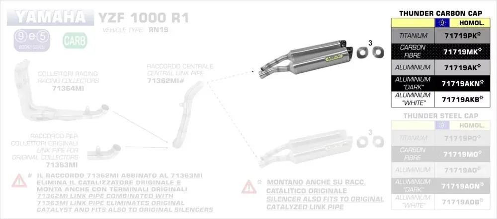 Letzte Chance Arrow Endschalldämpfer Aluminium Dark passend für Yamaha YZF 1000 R1 07-08