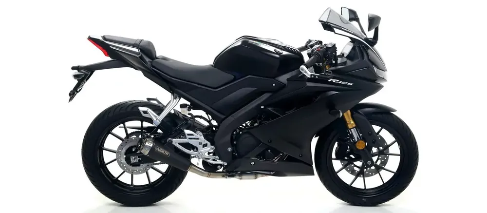 Arrow Pro-Race Endschalldämpfer Edelstahl Schwarz passend für Yamaha YZF-R 125, MT 125, XSR 125 Heißes Angebot