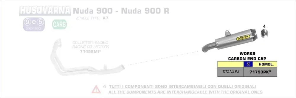 Arrow Works Titan Endschalldämpfer passend für Husqvarna Nuda 900/R 12-13 Preisreduziert
