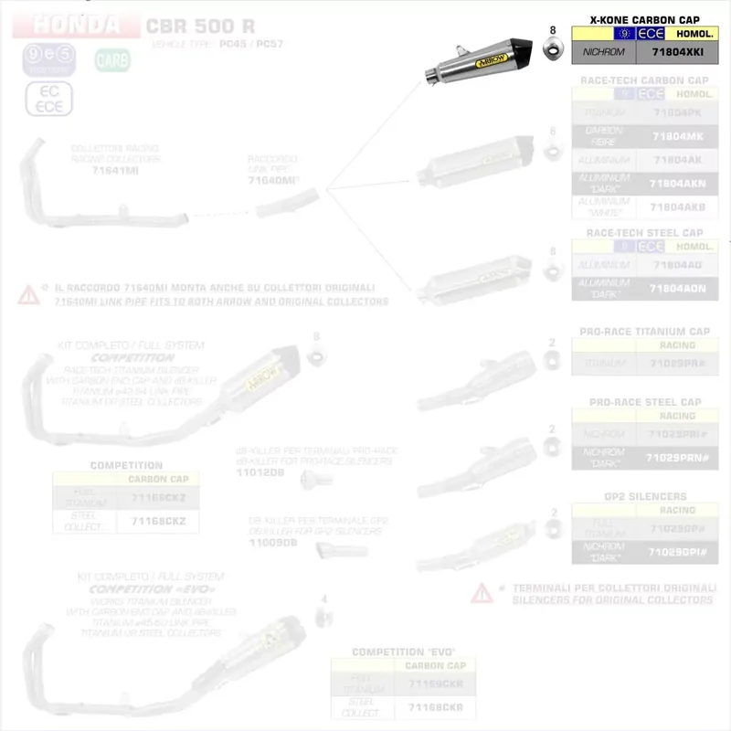 Aktuell Arrow X-Kone Edelstahl Endschalldämpfer passend für Honda CB 500 F CBR 500 R 13-18