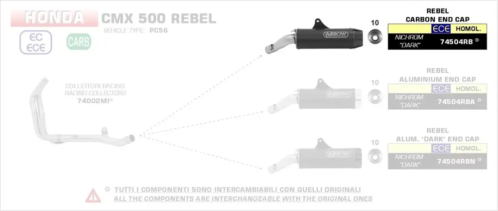 Jetzt Bestellen Arrow Rebel Edelstahl Dark passend für Honda CMX 500 Rebel 17-19