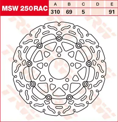 Neu Im Sortiment Bremsscheibe schwimmend MSW250RAC passend für Suzuki & Kawasaki
