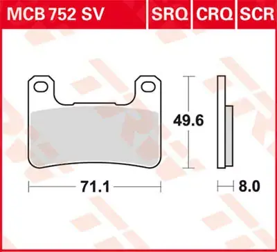 Neu Scheibenbremsbeläge MCB752SRQ passend für Suzuki & Kawasaki