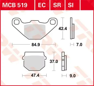 Bestseller Scheibenbremsbeläge MCB519SR passend für Kawasaki, Peugeot, Suzuki