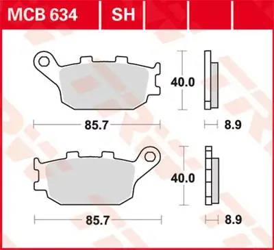 TRW Scheibenbremsbeläge MCB634SH passend für Yamaha FZ6, YZF-R6 Knallerangebot