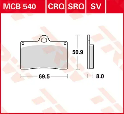 Sonderaktion TRW Scheibenbremsbeläge MCB540SRQ passend für Ducati, Yamaha & Sachs
