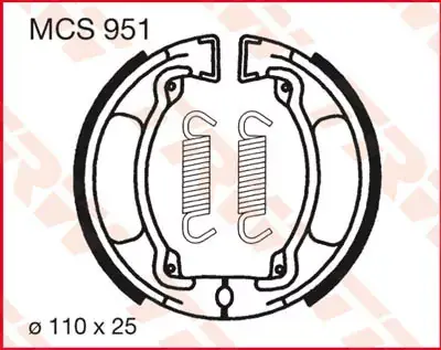 Bremsbacken MCS951 passend für Yamaha DT 50 MX, DT 80, RD 80 Nur Für Kurze Zeit