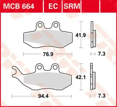 TRW Scheibenbremsbeläge MCB664 passend für Yamaha XT 125, Derbi, Beta, Peugeot uvm. Solange Der Vorrat Reicht