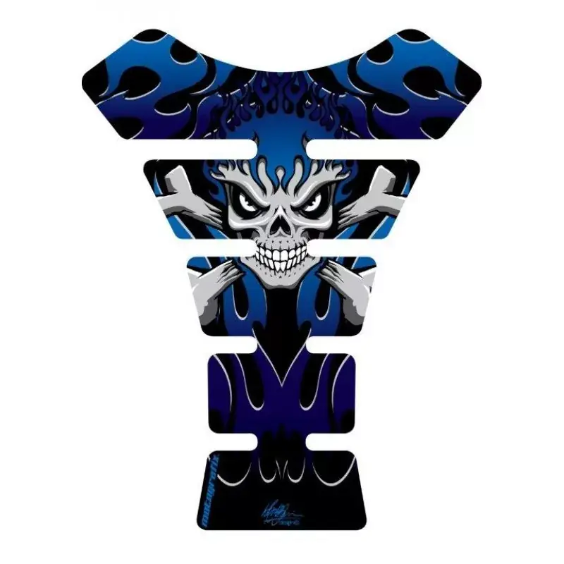 Motografix Flaming Skull Blue 3D Gel Tank Pad Protector ST063B Heißes Angebot