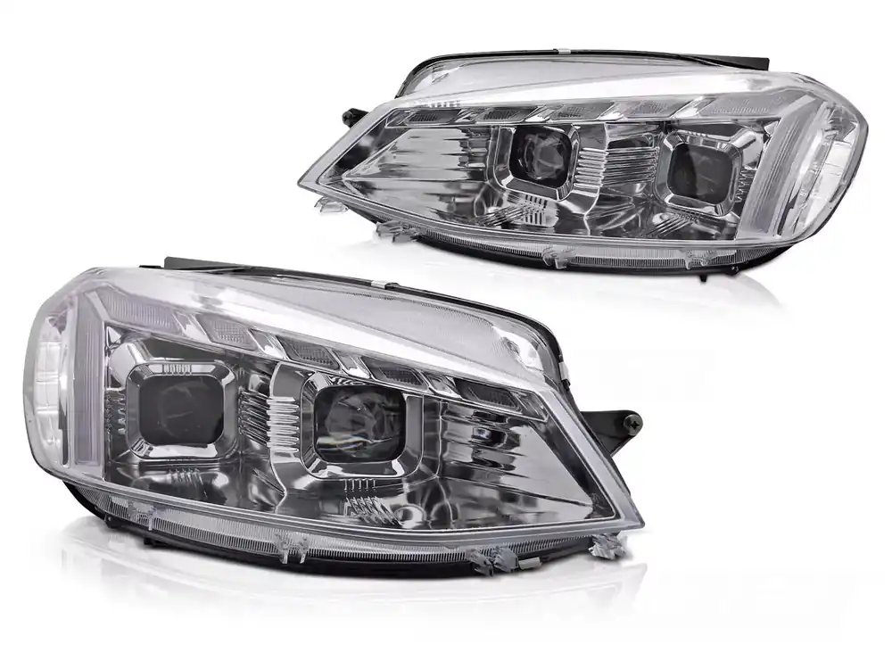 Sichere Zahlung LED Scheinwerfer chrom mit dynamischem Blinker passend für VW Golf 7 (2017–2019)