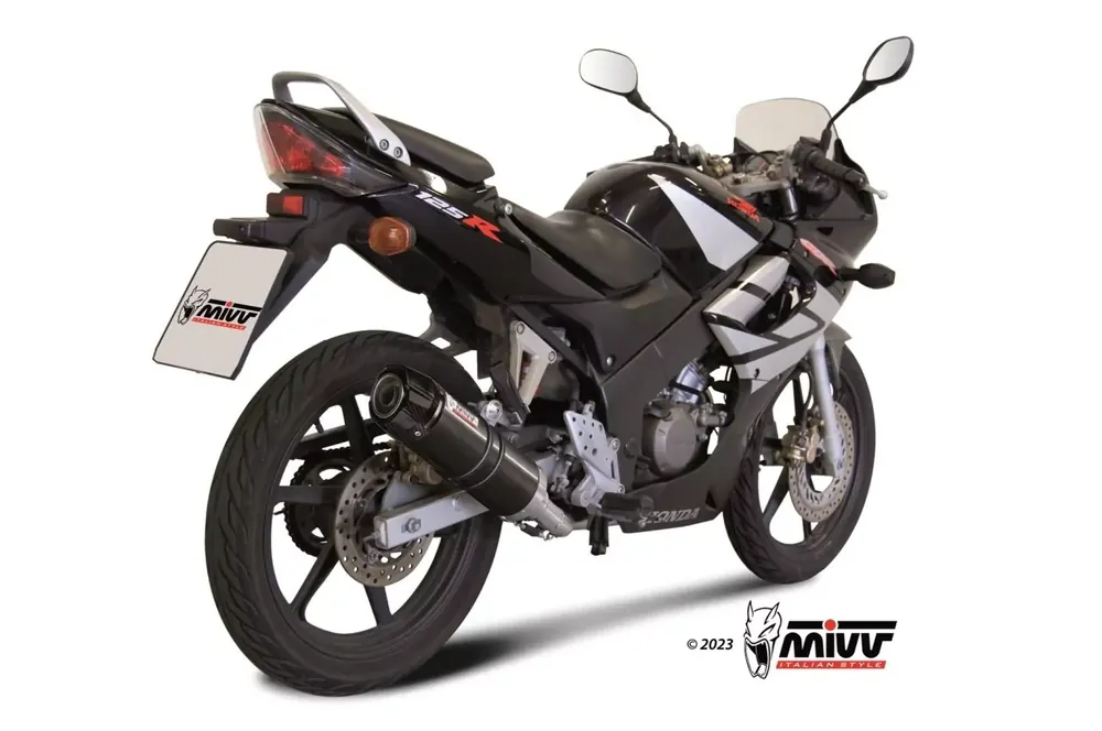 Top-Seller MIVV GP-C Edelstahl Schwarz mit Carbonendkappe passend für HONDA CBR 125 R 2004–2010