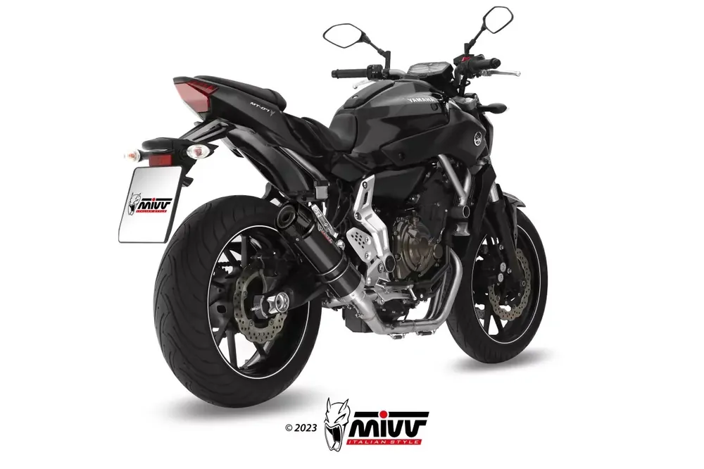 Direkt Vom Hersteller MIVV GP-C Edelstahl Schwarz mit Carbonendkappe passend für YAMAHA MT-07 / FZ-07 2014–2024