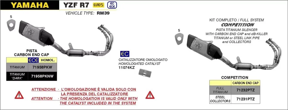 ARROW Pista Titan Schwarz Endschalldämpfer passend für Yamaha YZF R7 21-23 Sonderaktion
