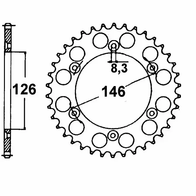 Knallerangebot Kettenrad Stahl 44 Zähne Teilung 520 passend für Suzuki & Kawasaki