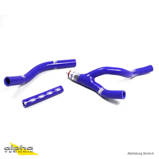 Billig SAMCO SPORT Siliconschlauch Kit Y-Stück Race Design mit Alu-Stück blau passend für Yamaha YZ250F 2014-2018