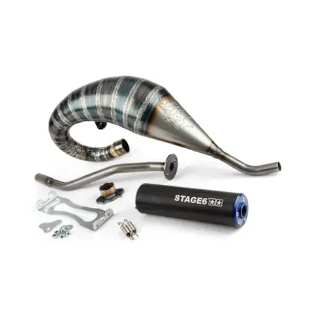 Auspuff Stage6 R/T 70 - 80 high-mount Derbi Schwarz / Blau Super-Preis