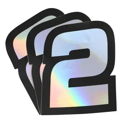 Aufkleber Startnummer 2 Doppler Hologramm 10x7,5cm (x3) Preisreduziert