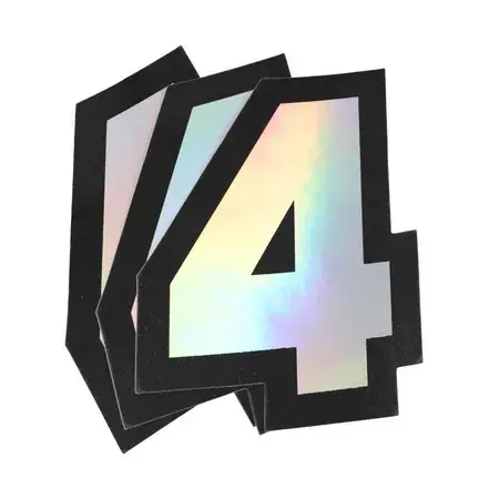 Ausverkauf Aufkleber Startnummer 4 Doppler Hologramm 10x7,5cm (x3)