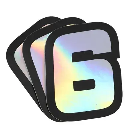 Aufkleber Startnummer 6 Doppler Hologramm 10x7,5cm (x3) Direktkauf