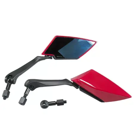 Spiegel-Set KOSO TT, 2 Stk. (rechts + links), Rot/Schwarz/blaues Glas, M8-Gewinde Preisreduziert