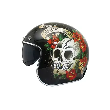 Jethelm MT Le Mans 2 SV Skull & Roses schwarz Geprüft