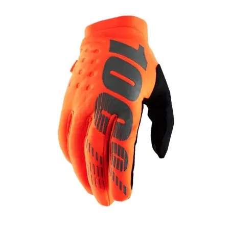 Neuheit Motocross Handschuhe 100% Brisker neon orange/schwarz