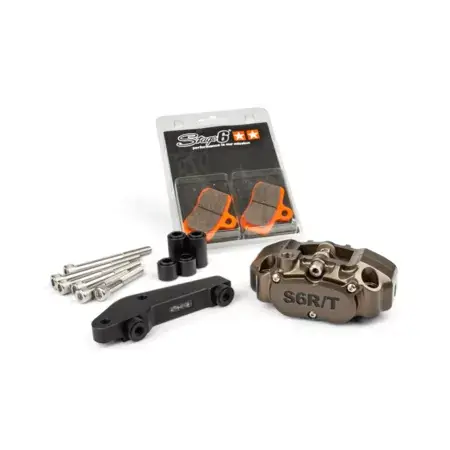 4-Kolben Bremssattel mit Adapter Brembo Stage6 R/T Hard anodised Highlight